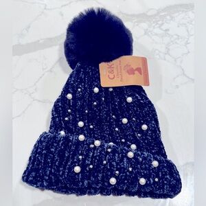 C&K Pearl Winter Pom Pom Hat